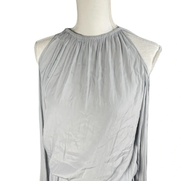 Ramy Brook Dress Womens XS Lauren Cold Shoulder Silky Feminine Mini Silver - Picture 5 of 15
